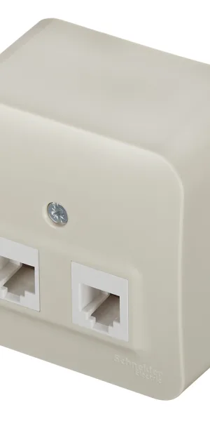 Розетка компьютерная/ телефонная Systeme Electric Blanca накладная бежевая RJ11/ RJ45 (BLNIA045117)