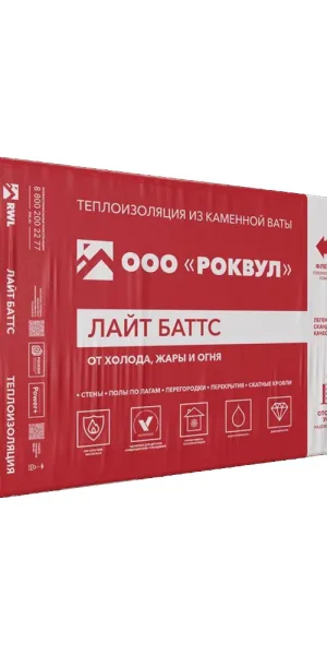 Утеплитель Роквул Лайт Баттс 50х600х1000 мм 6 кв.м