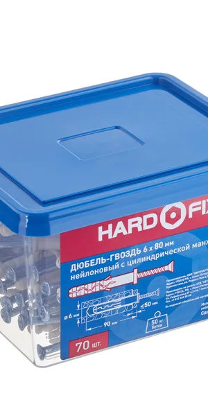Дюбель-гвоздь Hard-Fix 6x80 мм цилиндрическая манжета нейлон (70 шт.)