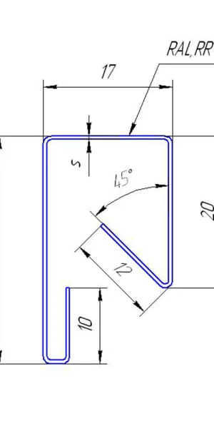 Планка заборная П-образная 17х30х2000 мм зеленая RAL 6005