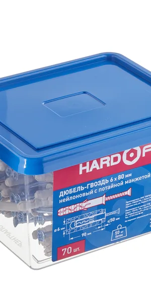 Дюбель-гвоздь Hard-Fix 6x80 мм потайная манжета нейлон (70 шт.)