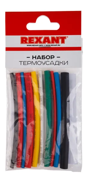 Трубка термоусадочная Rexant Auto ТУТ 2/1 мм 100 мм 6 цветов (10 шт.)