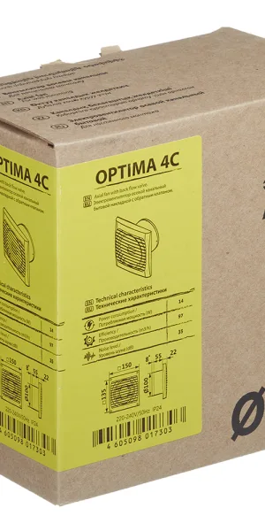Вентилятор осевой Auramax Optima с обратным клапаном 150х150 мм d100 мм белый