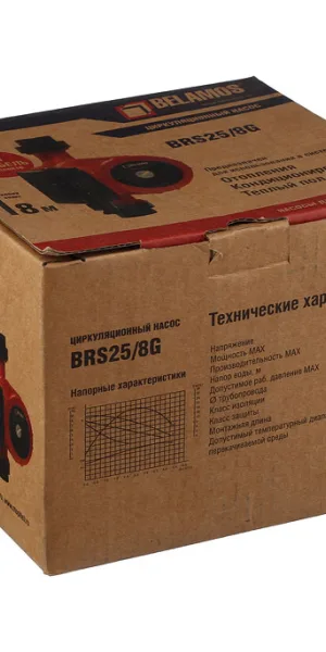 Циркуляционный насос для систем отопления Belamos BRS25/8G DN25 подъем 8 м 180 мм с гайками (25/8g)