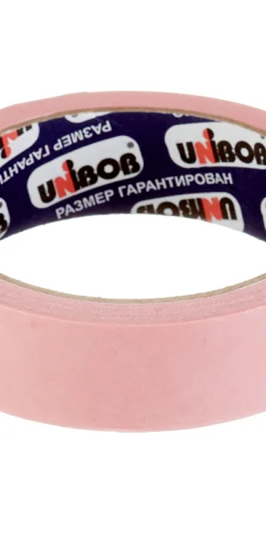 Лента малярная Unibob для деликатных поверхностей розовая 25 мм 25 м
