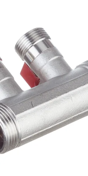 Коллектор Henco 1 ВР(г) х 2 выхода 3/4 НР(ш) ЕК х 1 НР(ш) с шаровыми кранами (VB060502-ROOD)