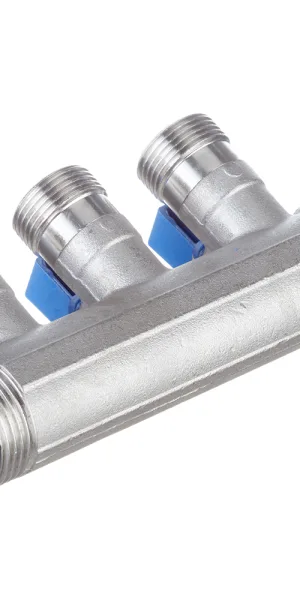 Коллектор Henco 1 ВР(г) х 3 выхода 3/4 НР(ш) ЕК х 1 НР(ш) с шаровыми кранами (VB060503-BLAUW)