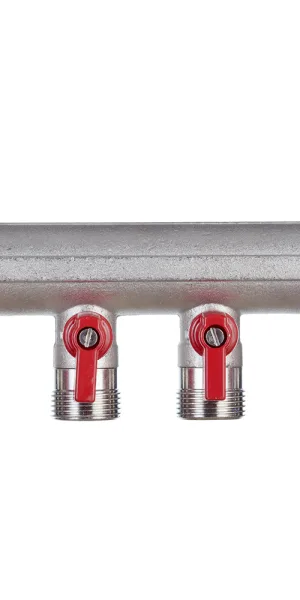 Коллектор Henco 1 ВР(г) х 4 выхода 3/4 НР(ш) ЕК х 1 НР(ш) с шаровыми кранами (VB060504-ROOD)