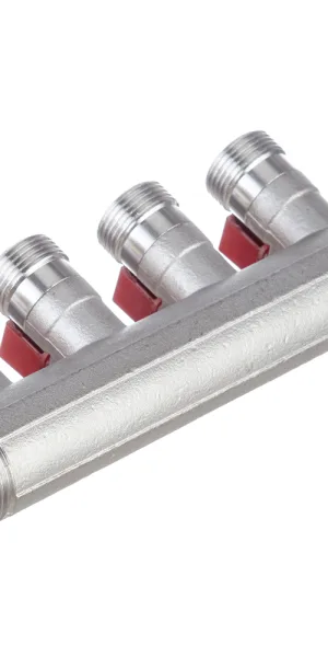 Коллектор Henco 1 ВР(г) х 4 выхода 3/4 НР(ш) ЕК х 1 НР(ш) с шаровыми кранами (VB060504-ROOD)