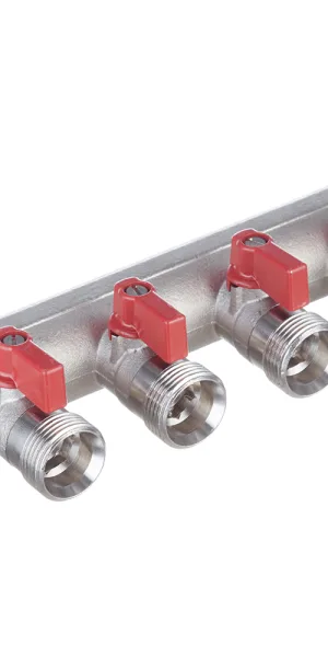 Коллектор Henco 1 ВР(г) х 4 выхода 3/4 НР(ш) ЕК х 1 НР(ш) с шаровыми кранами (VB060504-ROOD)