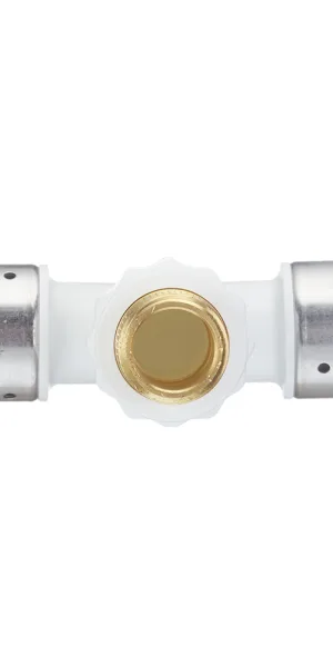 Тройник Henco (14PKW-320532) 32(пресс) х 3/4 НР(ш) х 32(пресс) белый PVDF