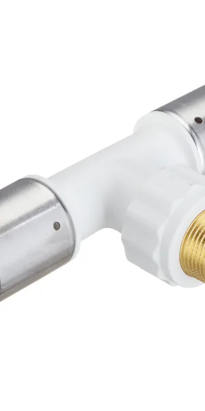 Тройник Henco (14PKW-320532) 32(пресс) х 3/4 НР(ш) х 32(пресс) белый PVDF