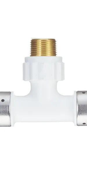 Тройник Henco (14PKW-320532) 32(пресс) х 3/4 НР(ш) х 32(пресс) белый PVDF