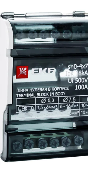 Шина нулевая EKF PROxima 4х7 отверстий в корпусе (sn0-4х7)