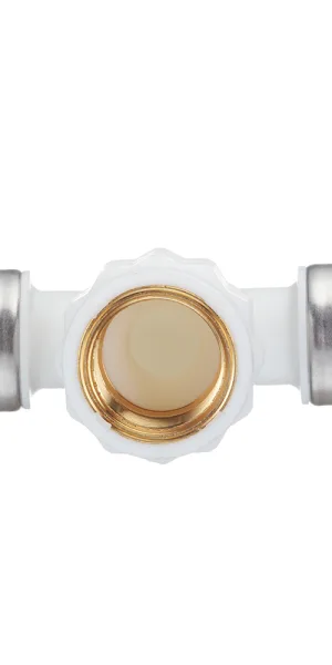 Тройник Henco (13PKW-260526) 26(пресс) х 3/4 ВР(г) х 26(пресс) белый PVDF