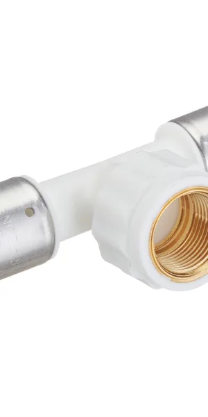 Тройник Henco (13PKW-260526) 26(пресс) х 3/4 ВР(г) х 26(пресс) белый PVDF