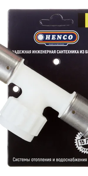 Тройник Henco (13PKW-260526) 26(пресс) х 3/4 ВР(г) х 26(пресс) белый PVDF