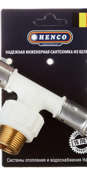 Тройник Henco (14PKW-200520) 20(пресс) х 3/4 НР(ш) х 20(пресс) белый PVDF