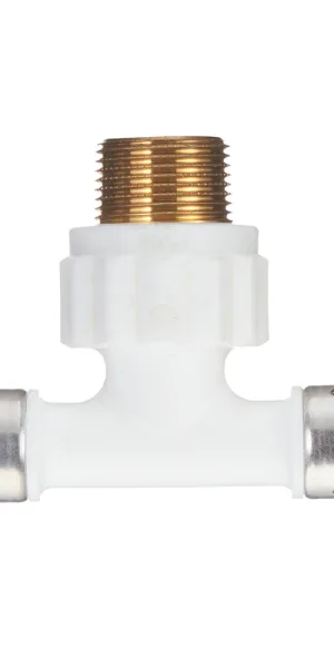 Тройник Henco (14PKW-200520) 20(пресс) х 3/4 НР(ш) х 20(пресс) белый PVDF