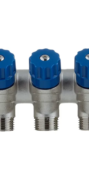 Коллектор Valtec 3/4 ВР(г) х 3 выхода 1/2 НР(ш) х 3/4 НР(ш) регулируемый (VTc.560.N.0503)