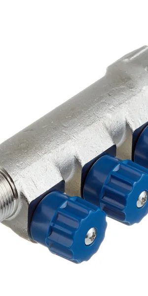 Коллектор Valtec 3/4 ВР(г) х 3 выхода 1/2 НР(ш) х 3/4 НР(ш) регулируемый (VTc.560.N.0503)