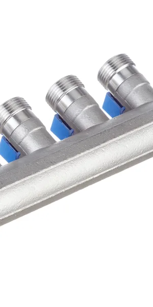 Коллектор Henco 1 ВР(г) х 4 выхода 3/4 НР(ш) ЕК х 1 НР(ш) с шаровыми кранами (VB060504-BLAUW)