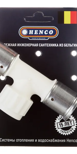 Тройник Henco (13PKW-260426) 26(пресс) х 1/2 ВР(г) х 26(пресс) белый PVDF