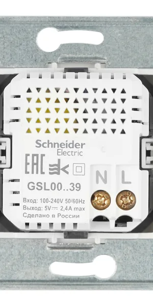 Розетка USB Systeme Electric Glossa встраиваемая алюминий USB-A/ Type-C (GSL000339)