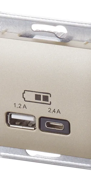Розетка USB Systeme Electric Glossa встраиваемая титан USB-A/ Type-C (GSL000439)