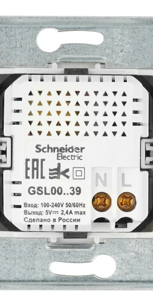 Розетка USB Systeme Electric Glossa встраиваемая титан USB-A/ Type-C (GSL000439)