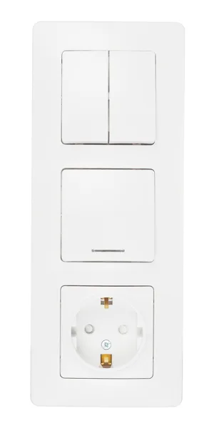 Блок выключатель и розетка Systeme Electric Blanca трехклавишный встраиваемый белый с подсветкой (BLNBS101211)
