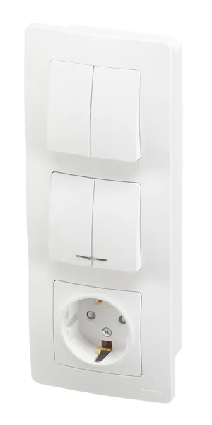 Блок выключатель и розетка Systeme Electric Blanca четырехклавишный встраиваемый белый с подсветкой (BLNBS102211)