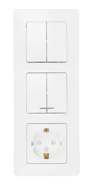 Блок выключатель и розетка Systeme Electric Blanca четырехклавишный встраиваемый белый с подсветкой (BLNBS102211)