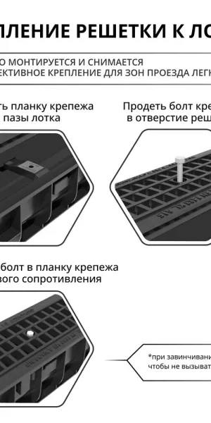 Крепление для решетки к пластиковому лотку Gidrolica (108)