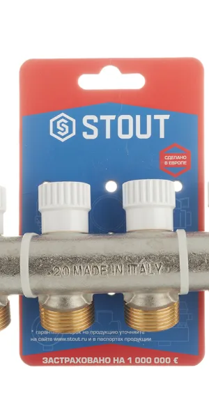Коллектор Stout 3/4 ВР(г) х 4 выхода 3/4(ЕК) х 3/4 НР(ш) регулирующий (SMB 6851 343404)