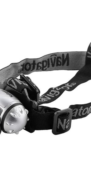 Фонарь налобный Navigator NPT светодиодный 7 LED 0,5 Вт на батарейках AAA ударопрочный пластик 4 режима (94916)