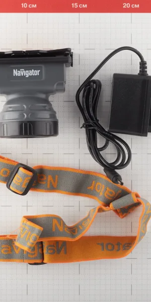 Фонарь налобный Navigator NPT светодиодный 1 LED 2 Вт аккумуляторный Li-Ion 1800 мАч ударопрочный пластик 2 режима (61284)