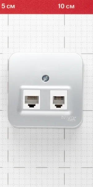 Розетка компьютерная/ телефонная Systeme Electric Blanca накладная алюминий RJ11/ RJ45 (BLNIA045113)