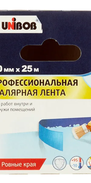 Лента малярная Unibob для наружных работ синяя 50 мм 25 м