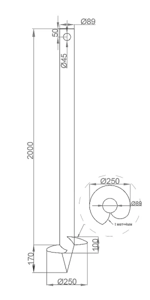 Свая винтовая d89х2000 мм