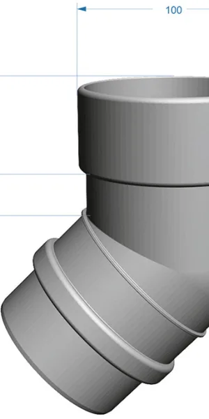 Колено трубы Docke Lux пластиковое d100 мм 45° пломбир RAL 9003