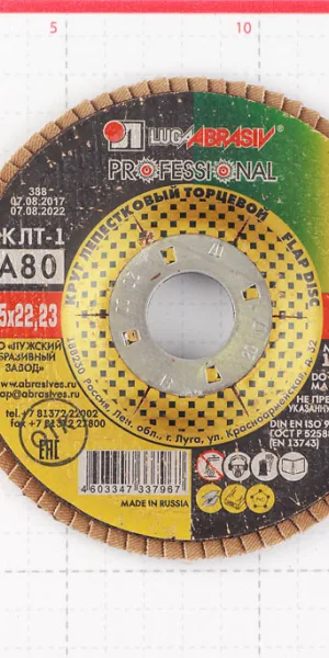 Круг лепестковый по металлу/древесине Луга 125х22,2 мм P80 (7967/2293)