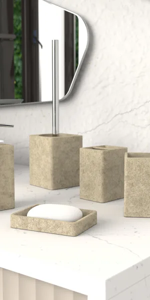 Стакан для ванной Fora Stone Natural настольный полирезин бежевый (FOR-STN44NAT)