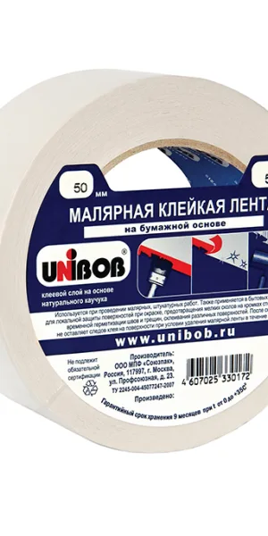 Лента малярная Unibob белая 50 мм 50 м