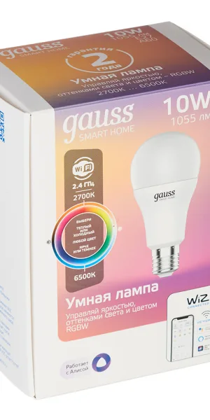 Лампа светодиодная Gauss E27 2700-6500К 10 Вт 970-1055 Лм 220 В груша А60 матовая