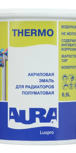 Эмаль для радиаторов Aura Luxpro Thermo база А белая полуматовая акриловая 0,9 л
