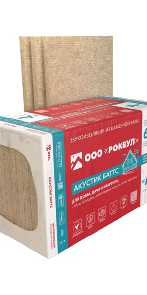 Шумоизоляция Роквул Акустик Баттс 75х600х1000 мм 4,8 кв.м