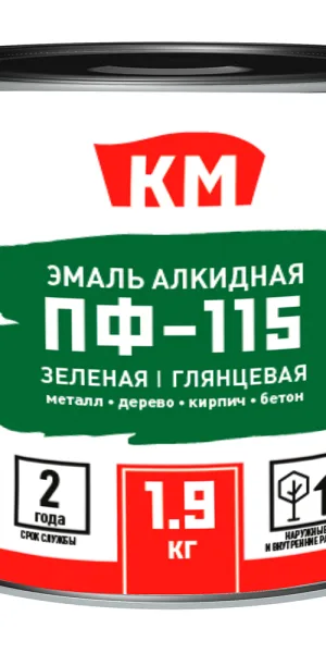 Эмаль ПФ-115 алкидная КМ зеленая глянцевая 1,9 кг
