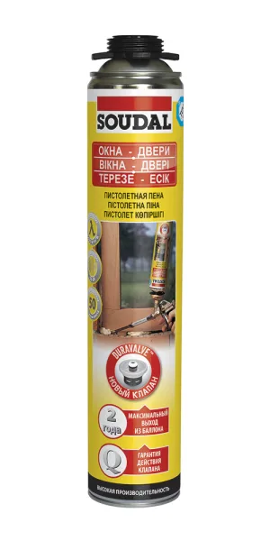 Пена монтажная профессиональная Soudal Gunfoam Yellow Окна-Двери летняя 750 мл