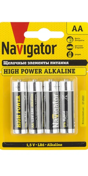 Батарейка Navigator АА пальчиковая LR6 1,5 В (4 шт.)